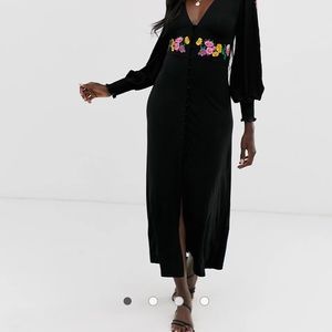 ASOS DESIGN maxi embroidered tea dress